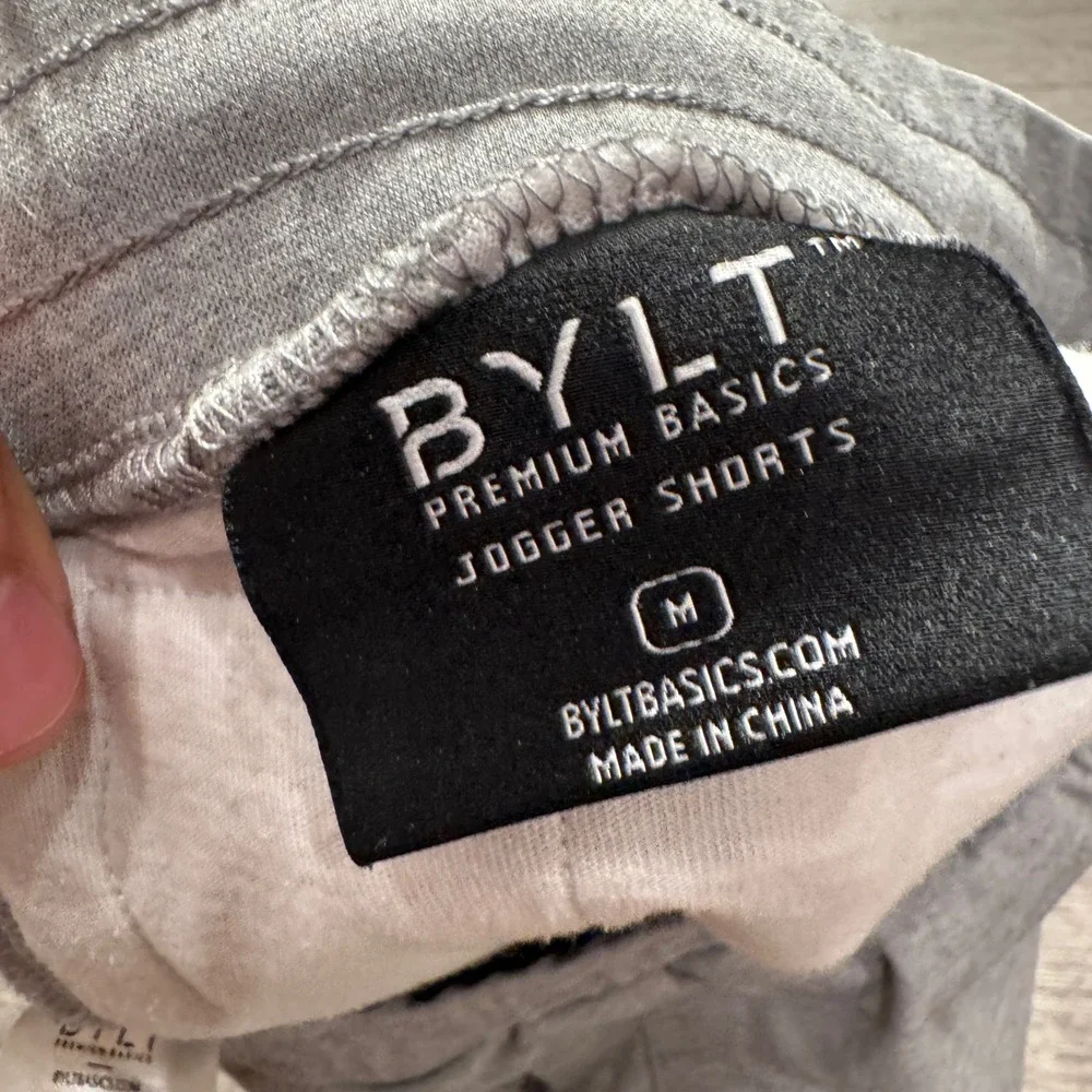 BYLT Shorts Men M Gray Viscose Nylon Jogger Athleisure Elastic Waist Drawstring